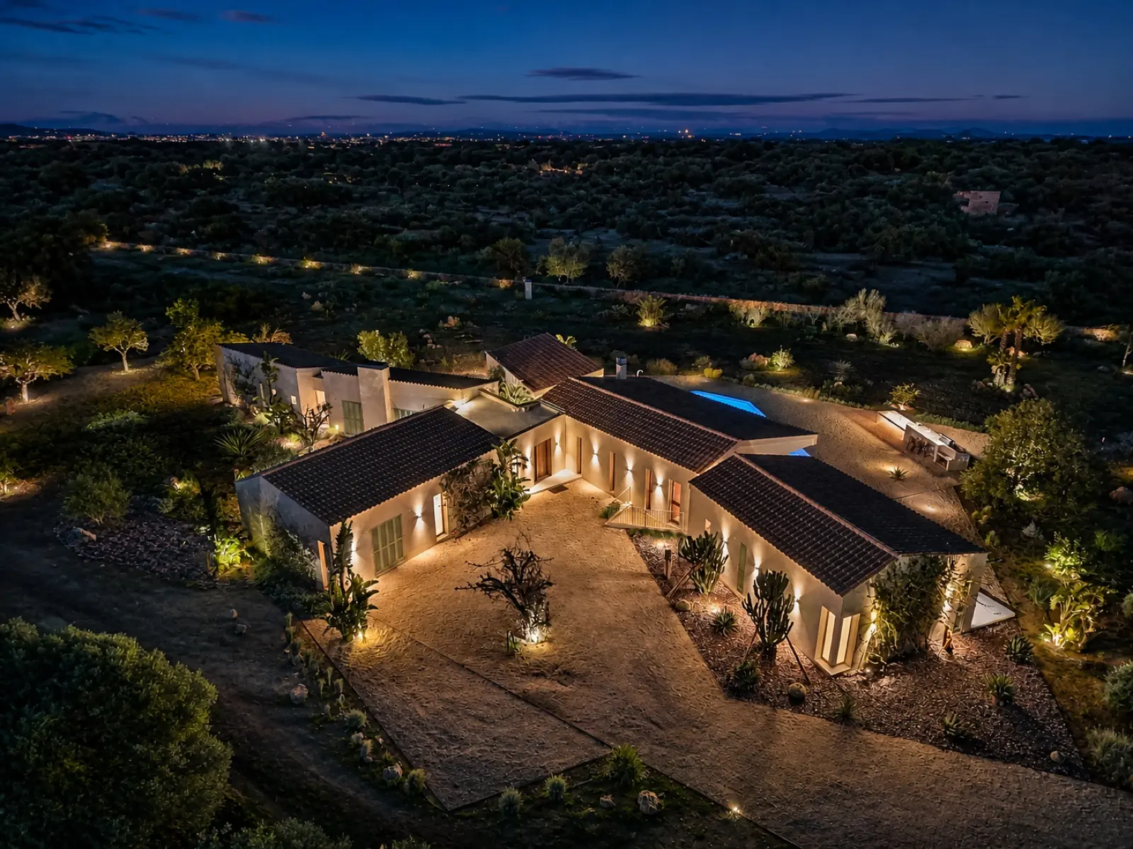Es Revellar at night from above